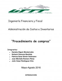 Administración de Costos e Inventarios “Procedimiento de compras”. Página 1
