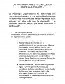 Las organizaciones y su influencia sobre el personal