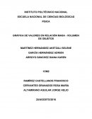 GRÁFICA DE VALORES EN RELACIÓN MASA - VOLUMEN DE OBJETOS.