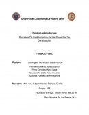 TRABAJO FINAL Procesos De La Administración De Proyectos De Construcción.