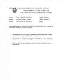 Control de lectura Introducción a los Sistemas de Información.. Página 1