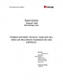 PRIMER INFORME TÉCNICO “ANÁLISIS DEL ÁREA DE RECURSOS HUMANOS DE UNA EMPRESA”