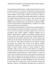 ANÁLISIS DEL DOCUMENTAL LAS CORPORACIONES: INSTITUCIONES O PSICÓPATAS.. Página 1