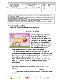 PRUEBA DE LENGUAJE.Comprensión Lectora. Página 1