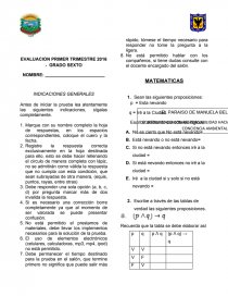 EVALUACION PRIMER TRIMESTRE 2016 - GRADO SEXTO.. Página 1