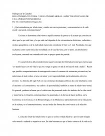 RELATIVISMO CULTURAL Y RELATIVISMO MORAL: ASPECTOS CRUCIALES DE UNA APORÍA POSTMODERNA. Página 1