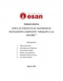 TRABAJO GRUPAL PERFIL DE PROYECTO DE INVERSION DE RESTAURANTE CAMPESTRE “AREQUIPA A LO ANTAÑO ”