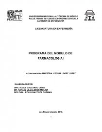 PROGRAMA DEL MODULO DE FARMACOLOGÍA I. Página 1