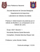 Determinación de proteínas por el método de Bradford y su comparación con el método de Lowry