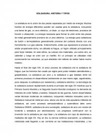SOLDADURA, HISTORIA Y TIPOS. Página 1