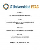 TEÓRICOS CLÁSICOS EN LA SOCIOLOGÍA DE LA EDUCACIÓN.