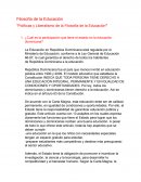 Filosofía de la Educación "Políticas y Liberalismo de la Filosofía de la Educación"