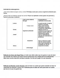 Actividad de metacognicion. Orientación. Página 1