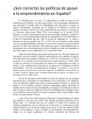 ¿Son correctas las políticas de apoyo a la emprendimiento en España?