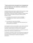 Texto escrito del concepto de competencia comunicativa en los diversos contextos en que se interactúa.