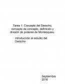 Concepto del Derecho, concepto de concepto, definición y división de poderes de Montesquieu.