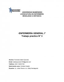 MODALIDAD A DISTANCIA “ENFERMERÍA GENERAL I” Trabajo practico N° 3. Página 1