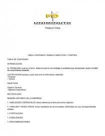 TABLA CONTENIDO TRABAJO DIRECCION Y CONTROL. Página 1