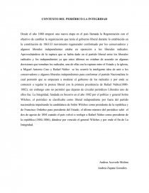 CONTEXTO DEL PERIÓDICO LA INTEGRIDAD.. Página 1