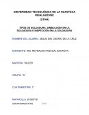 TIPOS DE SOLDADURA, SIMBOLOGÍA EN LA SOLDADURA E INSPECCIÓN EN LA SOLDADURA.