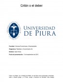 Realidad y Conocimiento: Critón o el deber