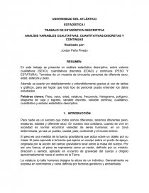 ANALÍSIS VARIABLES CUALITATIVAS, CUANTITATIVAS DISCRETAS Y CONTINUAS.. Página 1