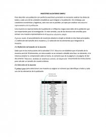 MUESTREO ALEATORIO SIMPLE. Para describir una población con perfecta exactitud y precisión es necesario analizar los datos de todas y cada una de las unidades estadísticas que integran a la población.. Página 1