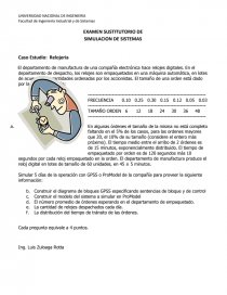 EXAMEN SUSTITUTORIO DE SIMULACION DE SISTEMAS.. Página 1