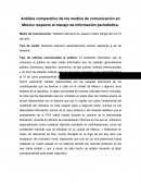Análisis comparativo de los medios de comunicación en México respecto al manejo de información periodística.