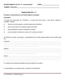 PROYECTO HUERTA ORGÁNICA ESCOLAR(ACTIVIDADES). Página 1