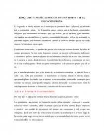 RESGUARDO LA MARÍA, AL RESCATE DE LOS VALORES Y DE LA EDUCACIÓN PROPIA.. Página 1