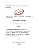CARACTERIZACIÓN DEL FINANCIAMIENTO, LA CAPACITACIÓN Y LA RENTABILIDAD DE LAS MICRO Y PEQUEÑAS EMPRESAS DEL SECTOR SERVICIOS