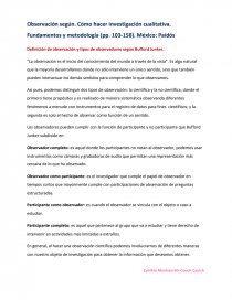 Definición de observación y tipos de observadores según Bufford Junker.. Página 1