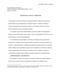 SOCIOLOGÍA, CIENCIA Y ORÍGENES. Página 1