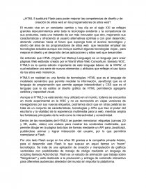 ¿HTML 5 sustituirá Flash para poder mejorar las competencias de diseño y de creación de sitios web en los programadores de sitios web?. Página 1