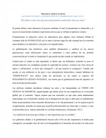 ¿Qué impacto tiene la globalización en la problemática educativa?. Página 1