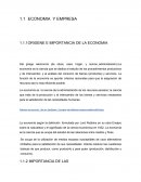 ECONOMIA Y EMPRESA ORIGENE E IMPORTANCIA DE LA ECONOMIA