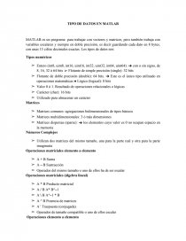 Tipos de datos en matlab.. Página 1
