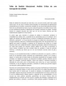 Taller de Gestión Educacional: Análisis Crítico de una Concepción de Calidad.