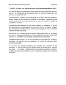 TAREA. ¿Cuáles son las decisiones más importantes de mi vida?