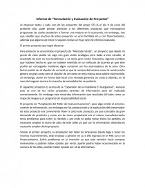Informe de “Formulación y Evaluación de Proyectos”.. Página 1