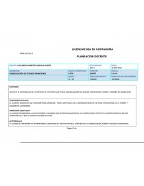 PLANEACION SEMESTRAL CONSOLIDACIÓN DE ESTADOS FINANCIEROS. Página 1