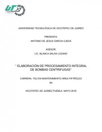 Elaboración de procesamiento integral de bombas centrifugas. Página 1