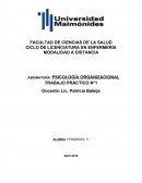 PSICOLOGÍA ORGANIZACIONAL TRABAJO PRÁCTICO N°1.