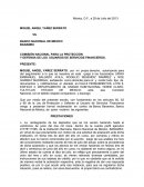 Escrito de reclamo al banco.