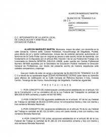 Ejemplo demanda laboral por despido injustificado. - Trabajos - Yeii Eslava