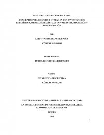 CONCEPTOS PRELIMINARES Y ETAPAS EN UNA INVESTIGACIÓN ESTADÍSTICA, MEDIDAS ESTADÍSTICAS UNIVARIANTES, REGRESIÓN Y DETERMINACIÓN. Página 1