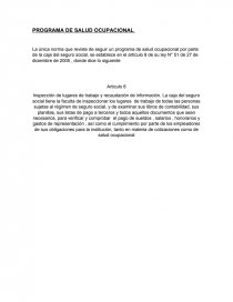 FUNDAMENTO DE PROGRAMA DE SALUD OCUPACIONAL. Página 1