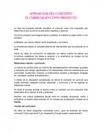 AMPLIACION DEL CONCEPTO DEL CURRICULUM COMO PROYECTO.. Página 1