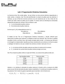 Lab 2: Programación Dinámica Estocástica.. Página 1
